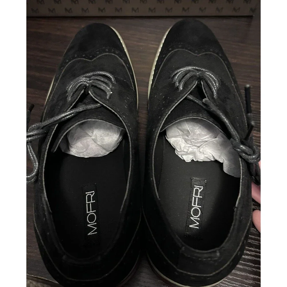 Mofri Oxford Dress Shoes Men’s Size 7.5 Black Suede Lace Up Formal Sleek